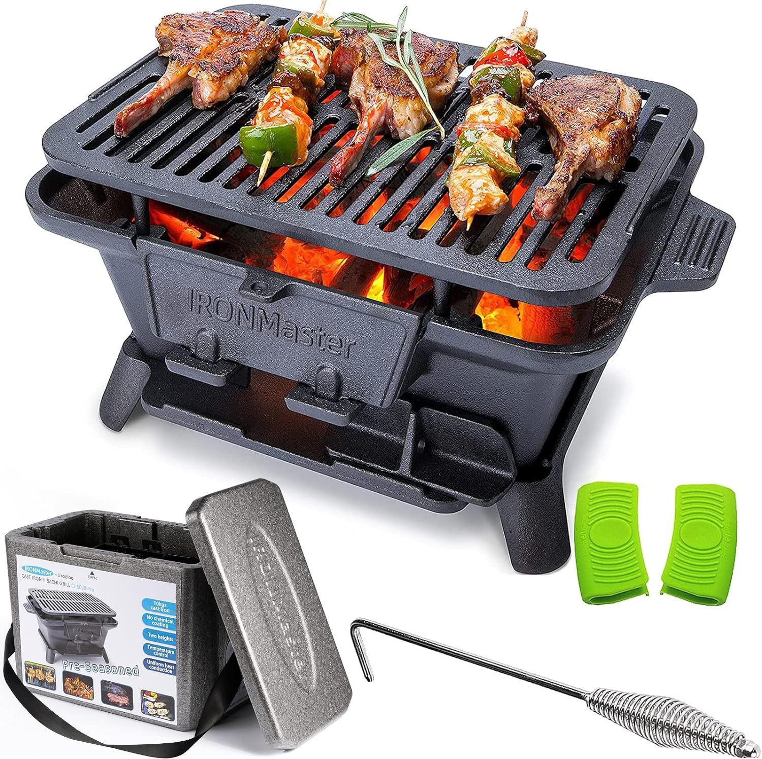 IronMaster Hibachi Grill Outdoor, Small Portable Charcoal Grill