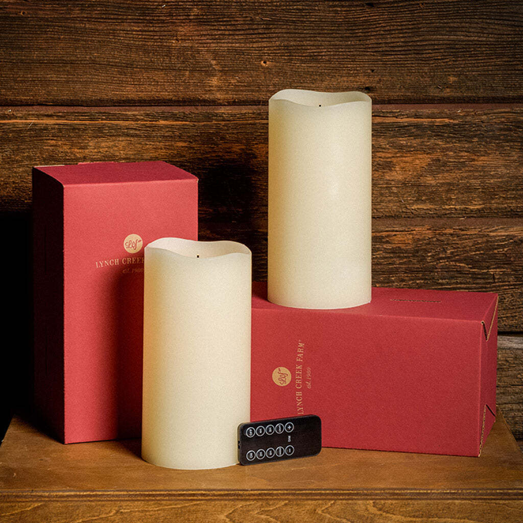 Flickering Elegant Ivory Set of 2 Deluxe LED Candles