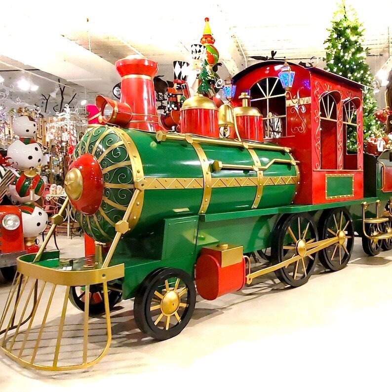 Large Metal Christmas Train Commercial Decoration