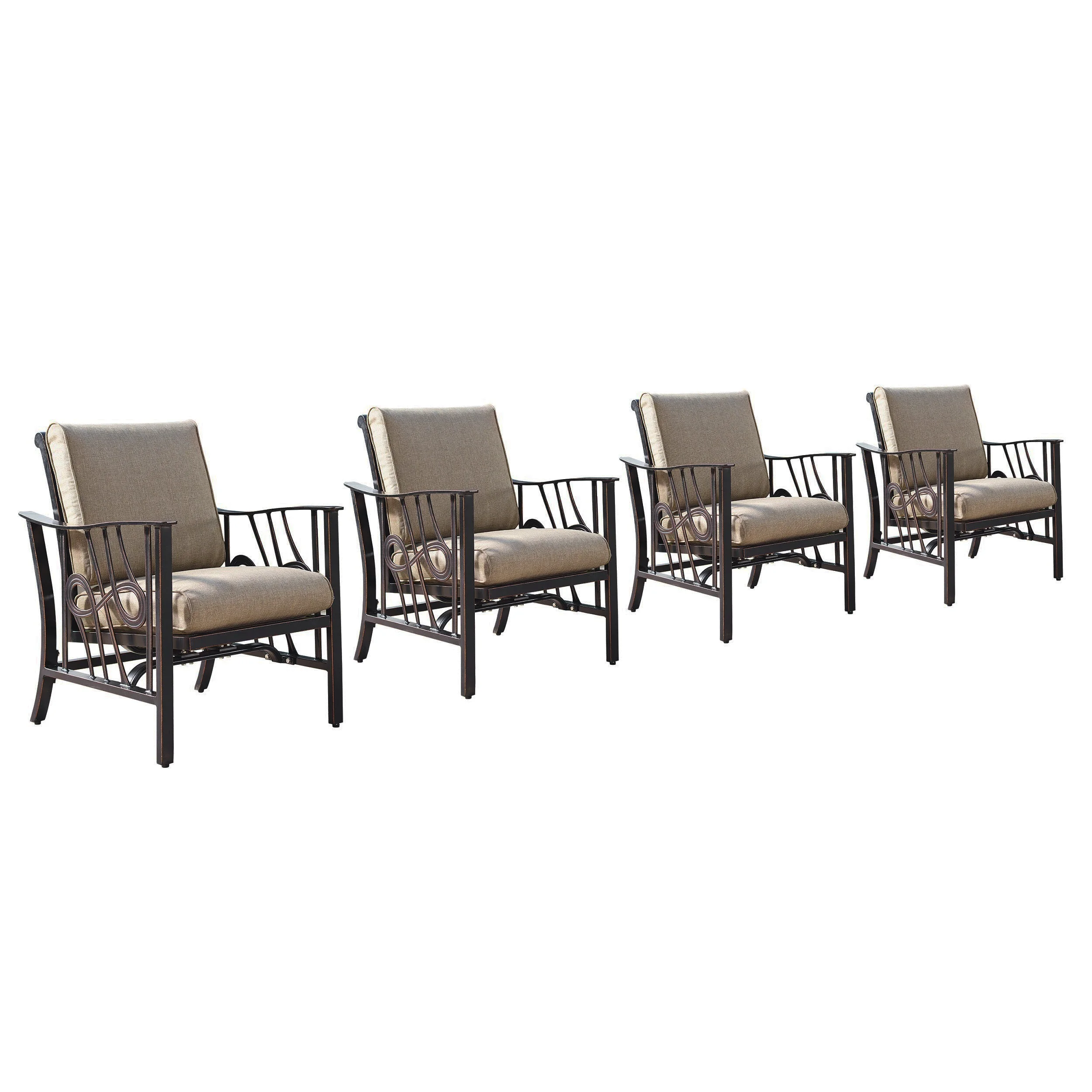 Aluminum Deep Seating Rocking Club Chairs in Antique Copper (set of 4)