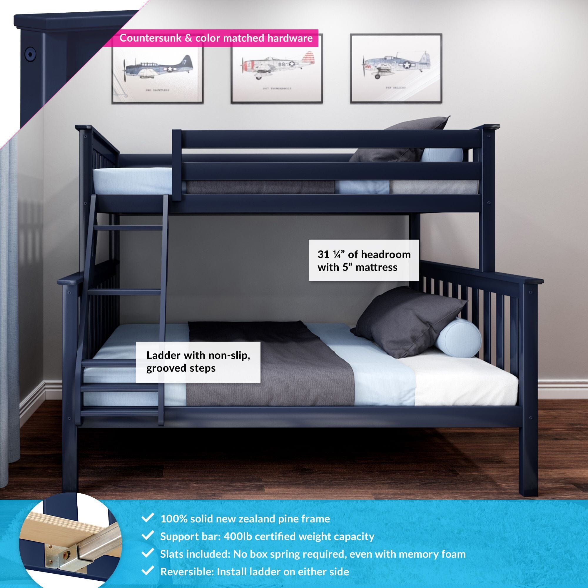 🎄Store Closing Sale💖Kid's Twin Over Full-Size Bunk Bed