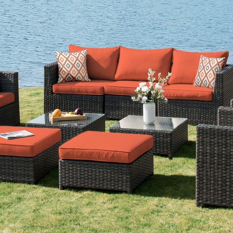 Cassville Wicker/Rattan 8 - Person Seating Group with Cushions
