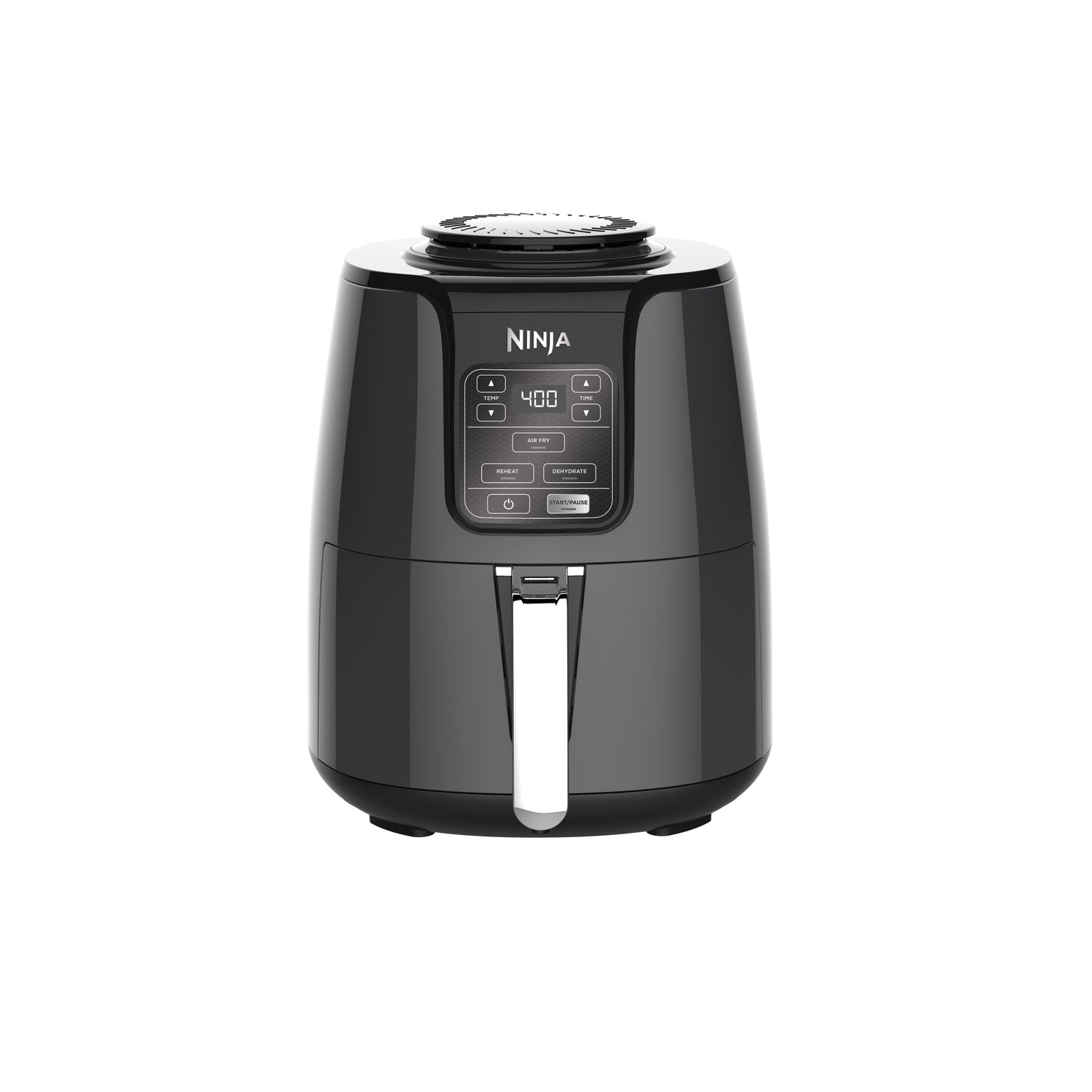 4 Quart Air Fryer with Reheat & Dehydrate, Black, Silver, AF100WM