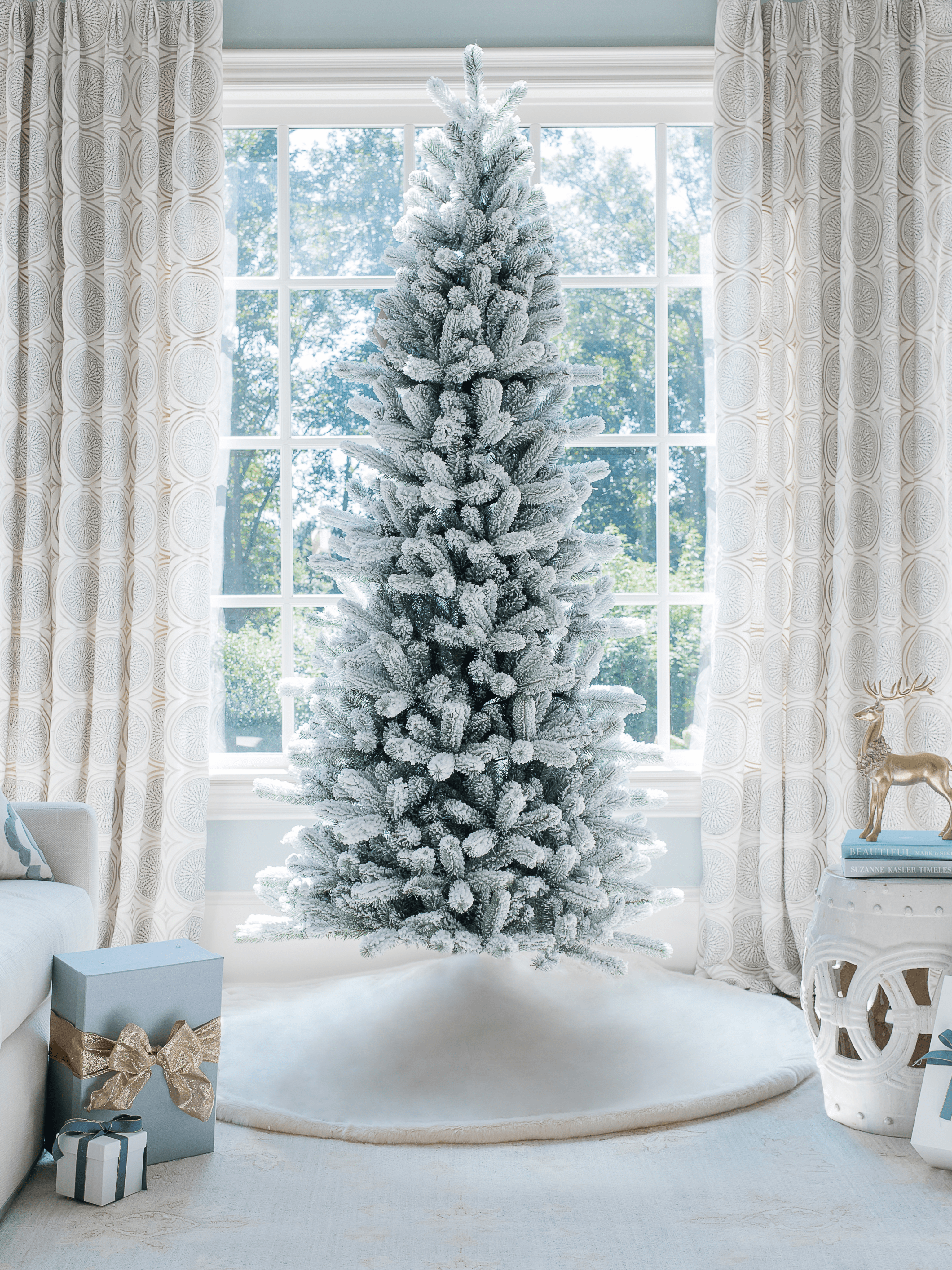 12' Slim Quick-Shape Artificial Christmas Tree Unlit