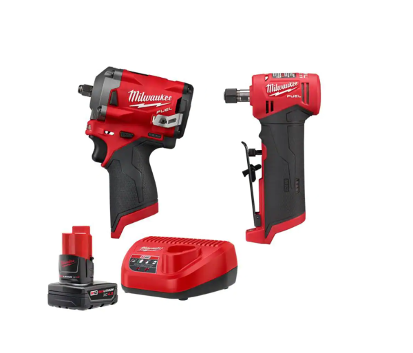 2554-20-2485-20-48-59-2440 M12  12V Lithium-Ion Brushless Cordless  3/8 in. Impact Wrench and 1/4 in. Die Grinder Kit (2-Tool)