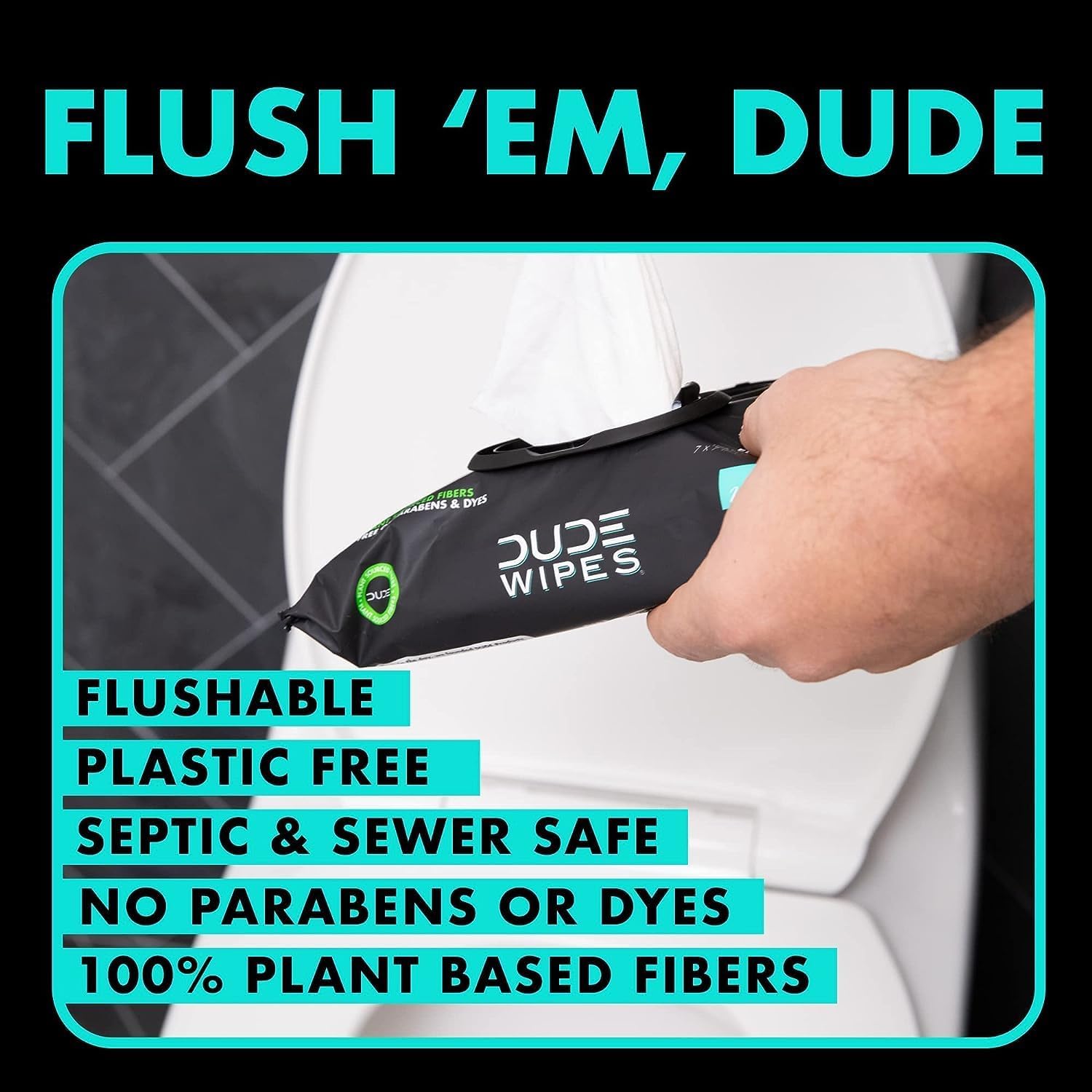 DUDE Wipes - Flushable Wipes - 144 Wipes - Unscented Extra-Large Adult Wet Wipes - Vitamin-E & Aloe for at-Home Use - Septic and Sewer Safe, 48 Count (Pack of 3)