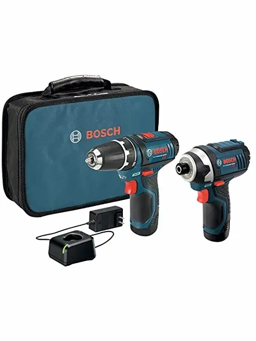 BOSCH CLPK22-120 12V Max Cordless 2-Tool 3/8 in. Drill/Driver and 1/4 in. Impact Driver Combo Kit with 2 Batteries, Charger and Case,Blue