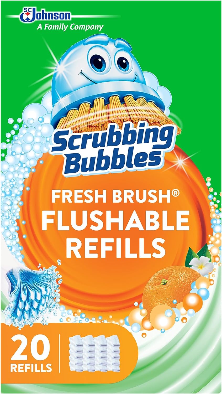 Scrubbing Bubbles Fresh Brush Flushables Refill, Toilet and Toilet Bowl Cleaner, Eliminates Odors and Limescale, Citrus Action Scent, 20 ct