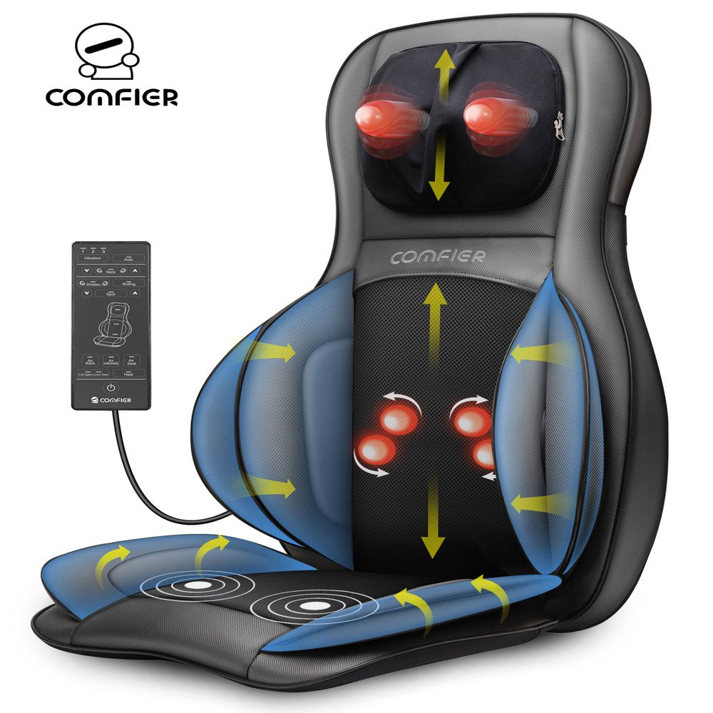 Comfier Shiatsu Neck Back Massager with Heat, Air Compression Massage Chair Pad