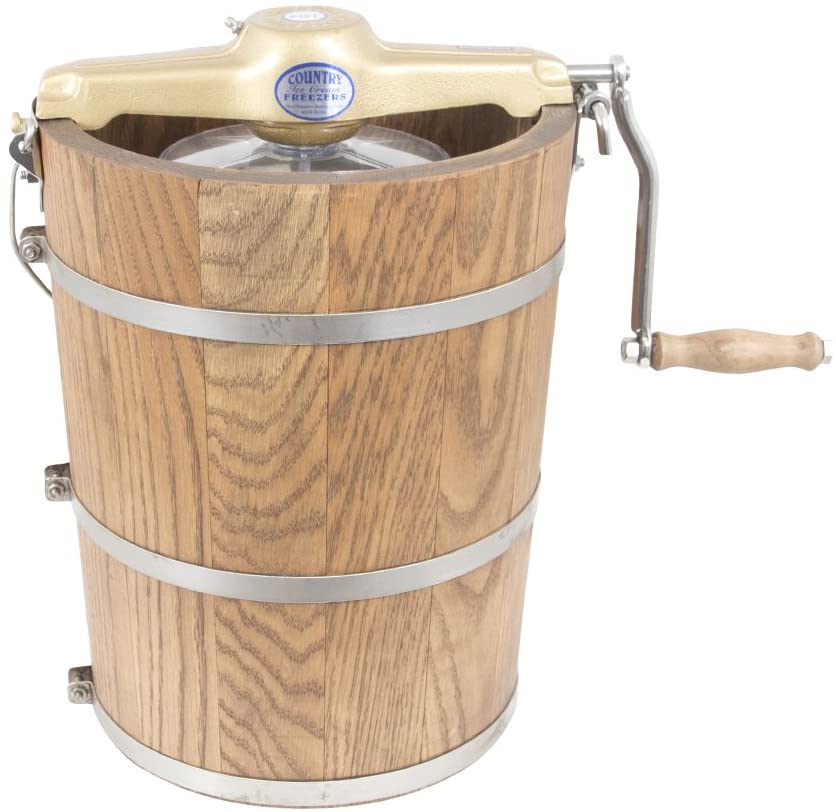 6 qt Country Ice Cream Maker �C Classic Wooden Tub �C Hand Crank