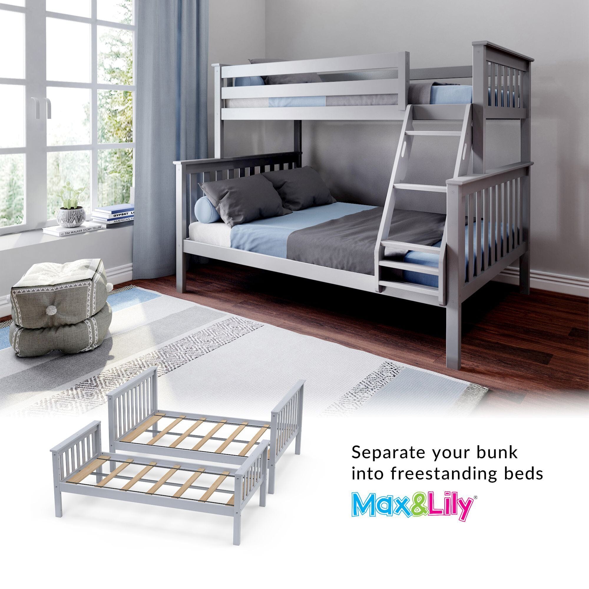 🎄Store Closing Sale💖Kid's Twin Over Full-Size Bunk Bed