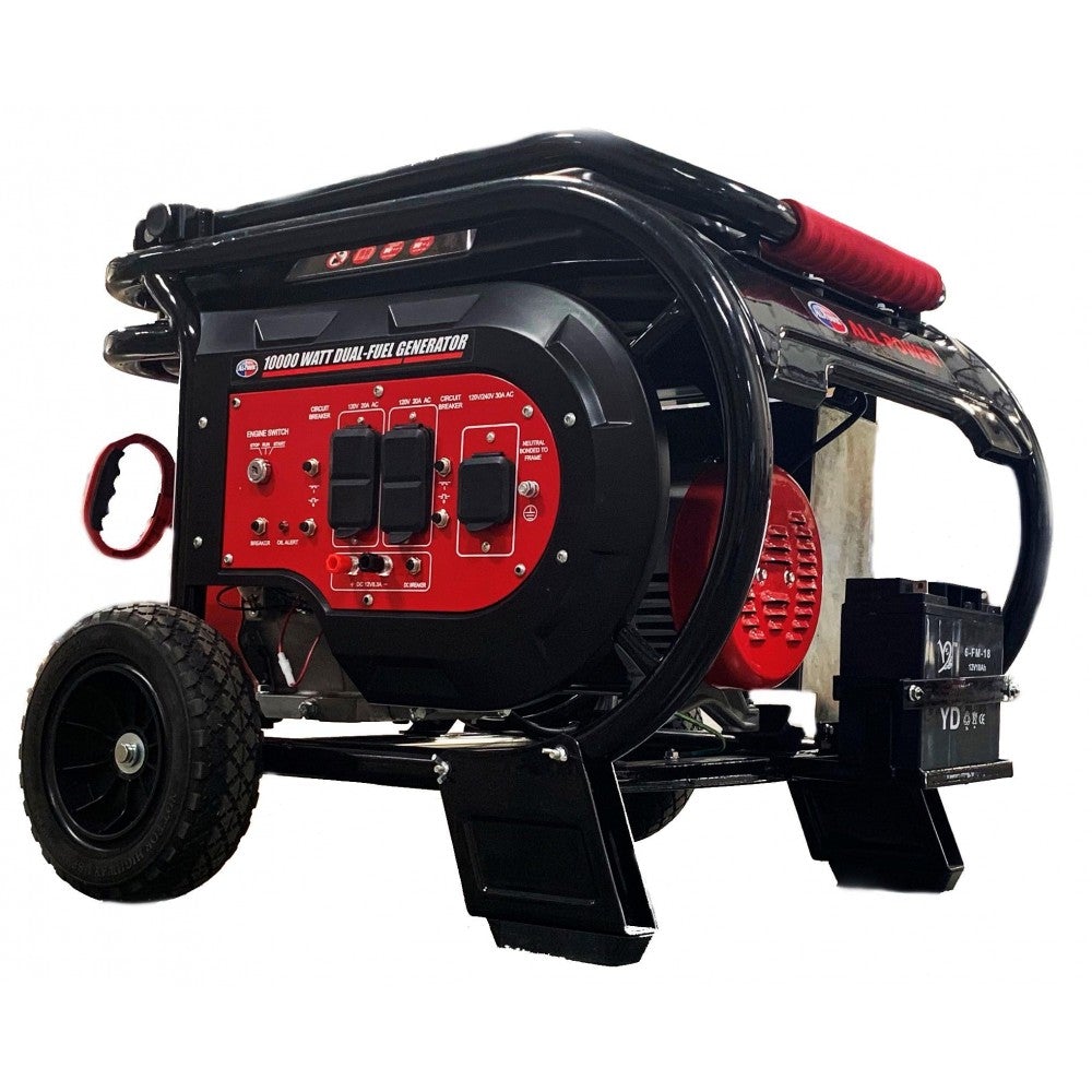 All Power 10000 Watt Dual Fuel Generator, Heavy Duty Portable Generator G10000EGL, /Propane