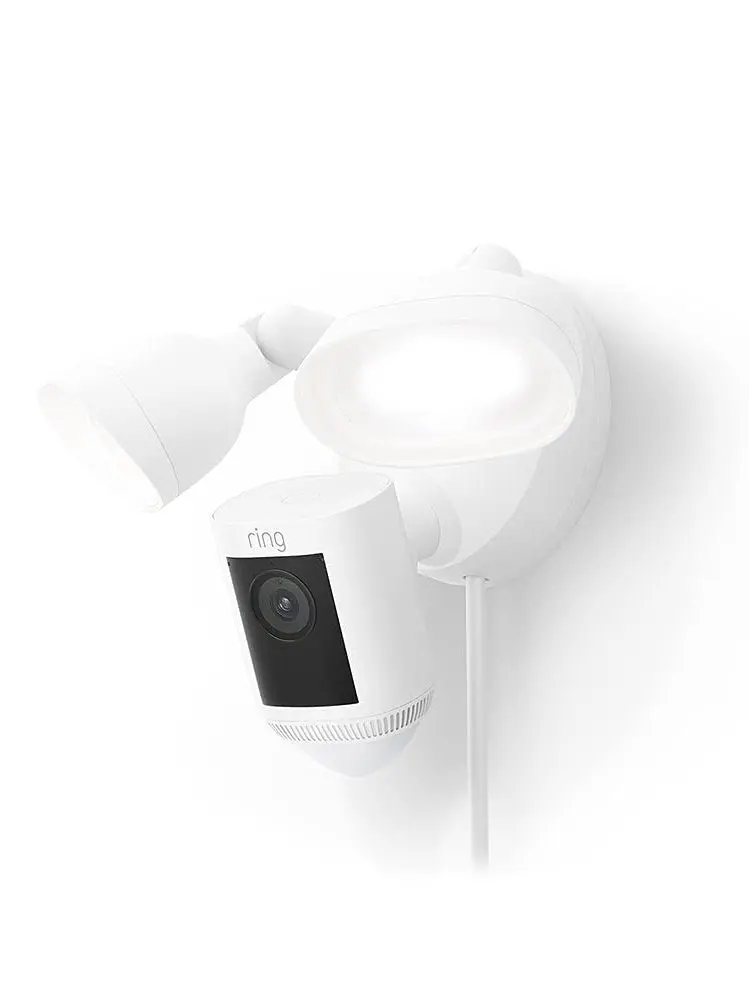Ring Floodlight Cam Wired Pro with Bird's Eye View and 3D Motion Detection, White