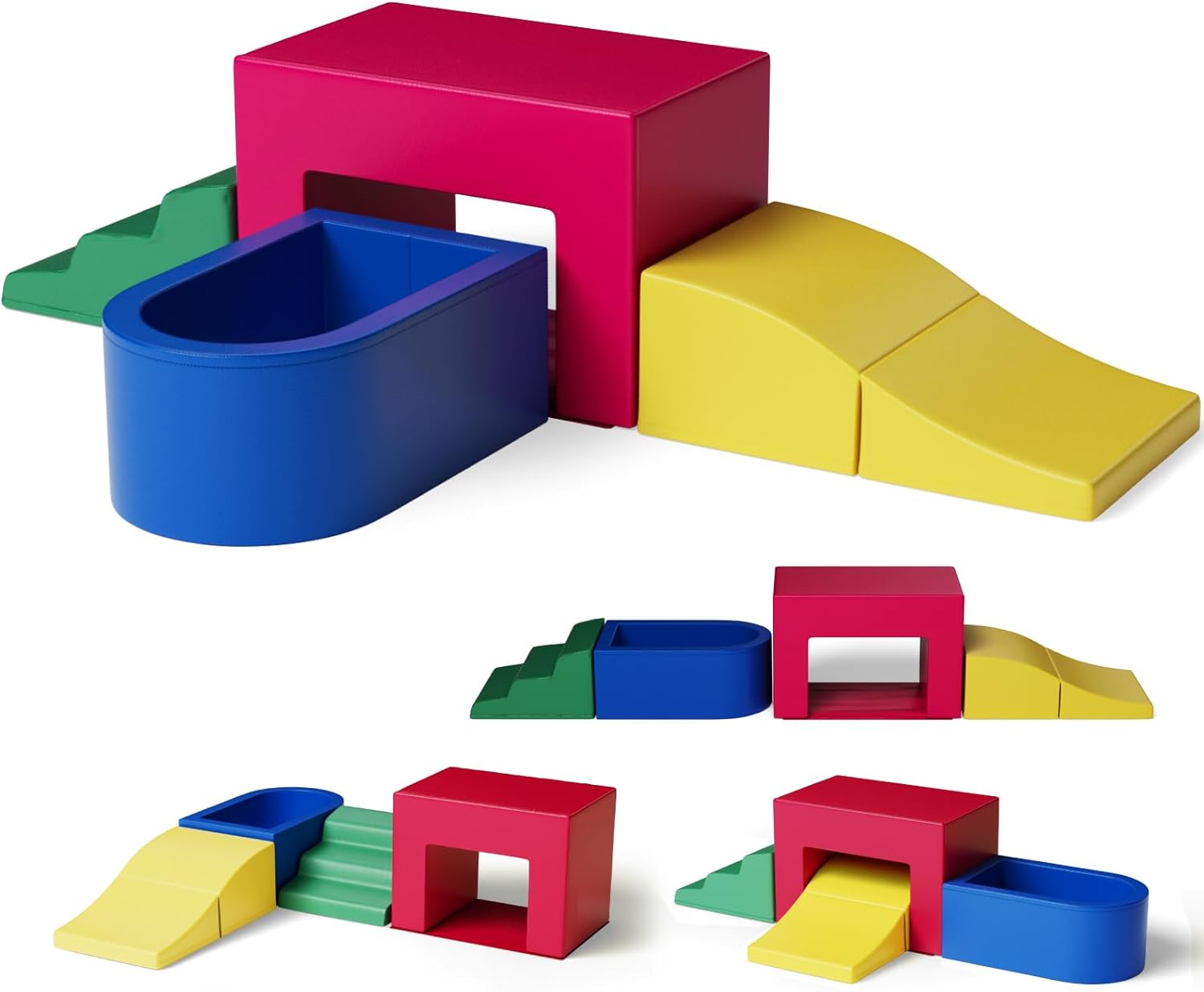 Piece PU Leather Toddler Climbing Toys Indoor, Foam Climbing Blocks for Toddlers 1-3, Soft Play Climbing for Toddlers, Climb and Crawl Foam Playset (PU Waterproof)