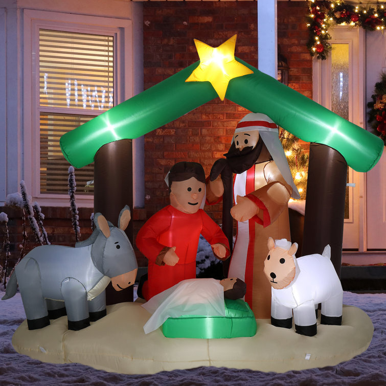 Christmas Snowy Night Nativity Scene Inflatable