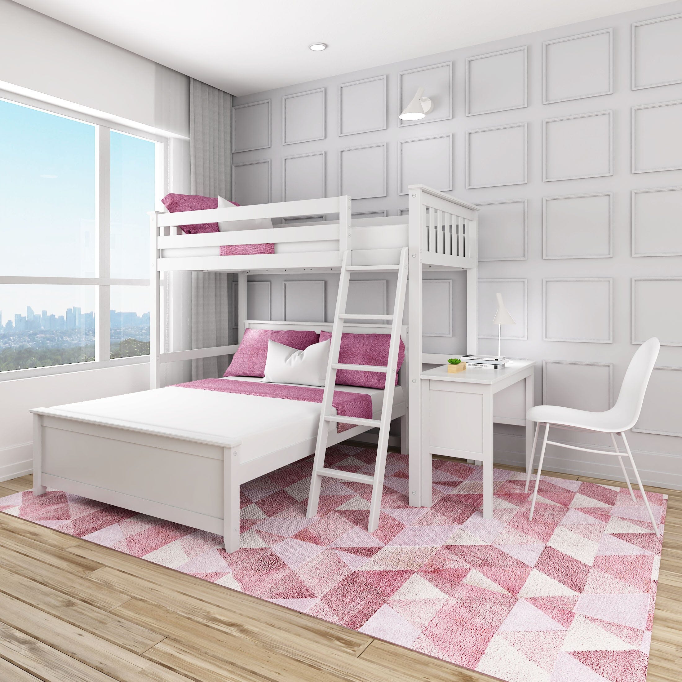 🎄Store Closing Sale💖Twin over Full L-Shaped Bunk Bed with Desk