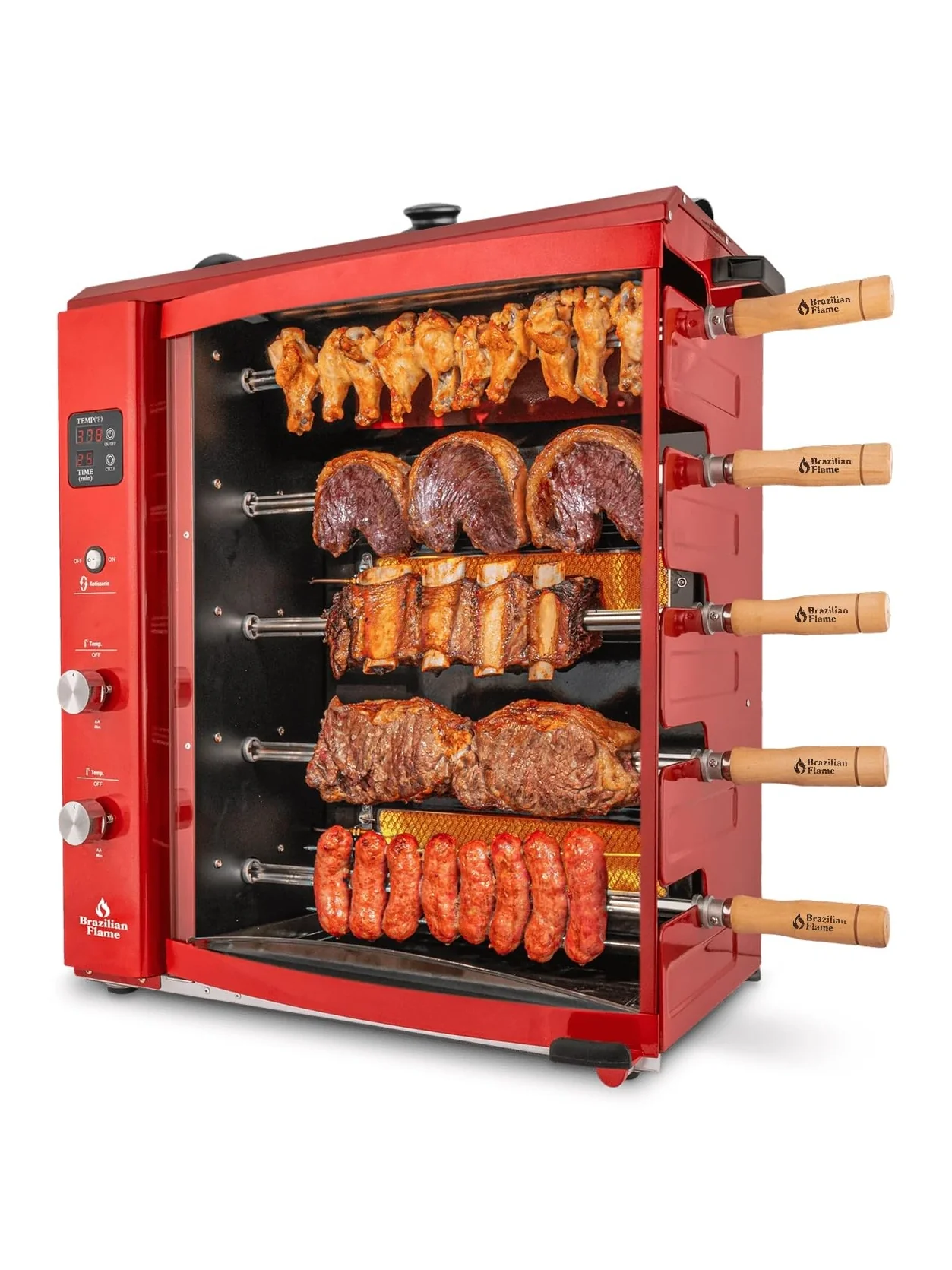 Brazilian Flame Churrasco? Gas Rotisserie Oven Grill Roaster with Auto Rotating Skewers for Rotisserie Chicken, Brazilian Style BBQ and Churrasco, Shawarma Machine, Propane Grill - 2024 Series