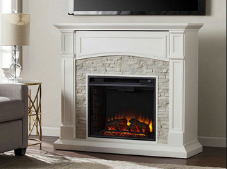 Seneca Electric Fireplace Media Cabinet in White