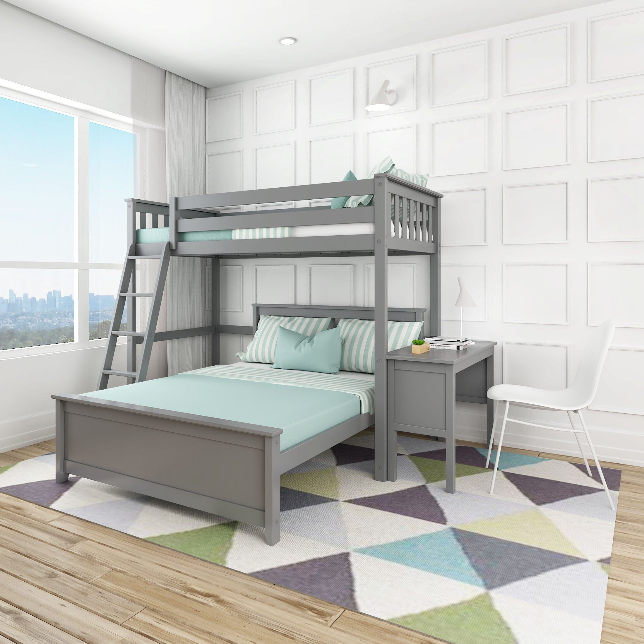 🎄Store Closing Sale💖Twin over Full L-Shaped Bunk Bed with Desk