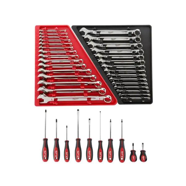 48-22-9515 48-22-9415 Combination SAE and 48-22-2710 Metric Wrench Mechanics Tool Set with Screwdriver Set (40-Piece)