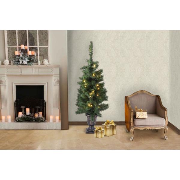 4 ft. Pre-Lit Porch Christmas Trees with LED Lights (Set of 2)