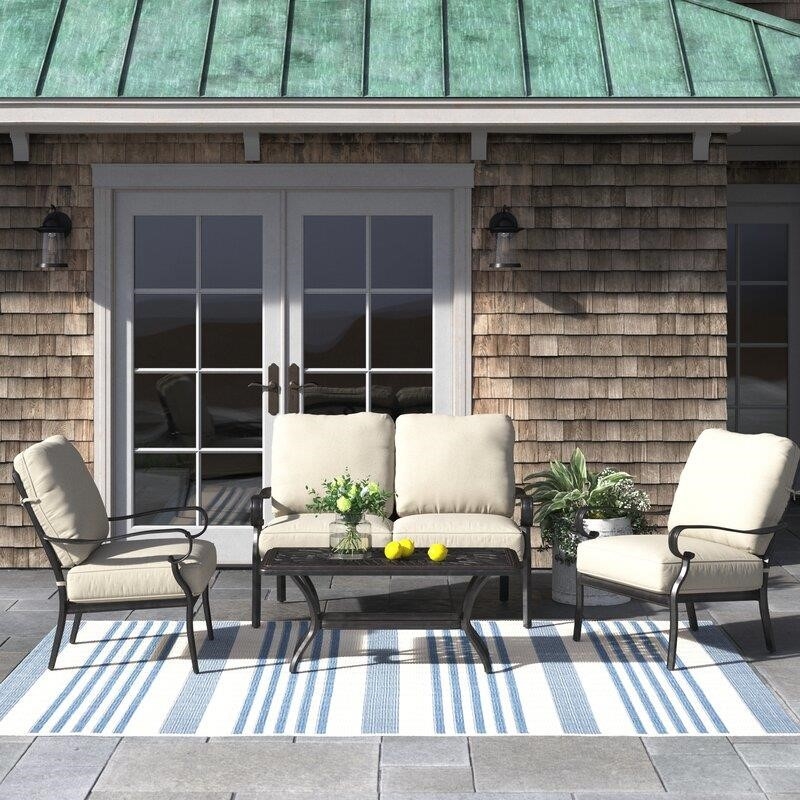 Askerby Metal 4 - Person Seating Group with Cushions