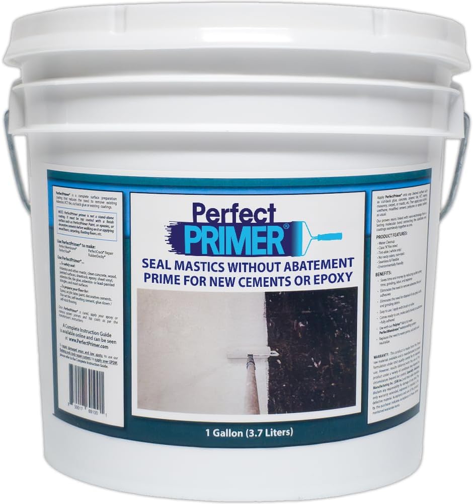 The Only Encapsulant that Seals Non-Friable Black Mastic and Primes for New Paint, Epoxy, Tile, Leveling Cements, and more. 1 Gallon (Light Grey)