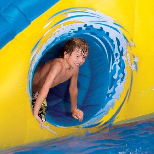 BANZAI Pipeline Twist Kids Inflatable Outdoor Backyard Water Pool Aqua Splash Park and Slides with Climbing Wall, Water Cannons, & Clubhouse, Ages 5+
