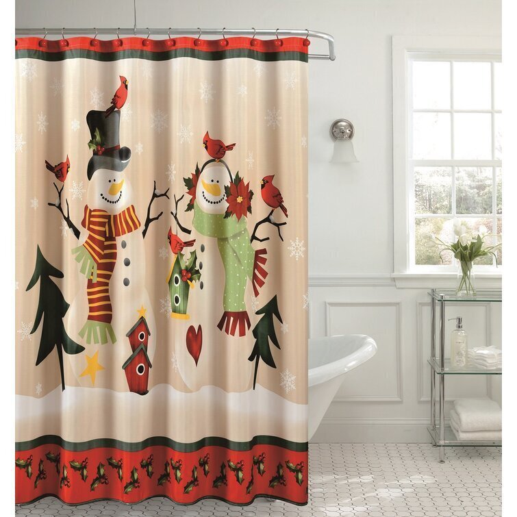 Haydn Christmas Holly Bird Single Shower Curtain