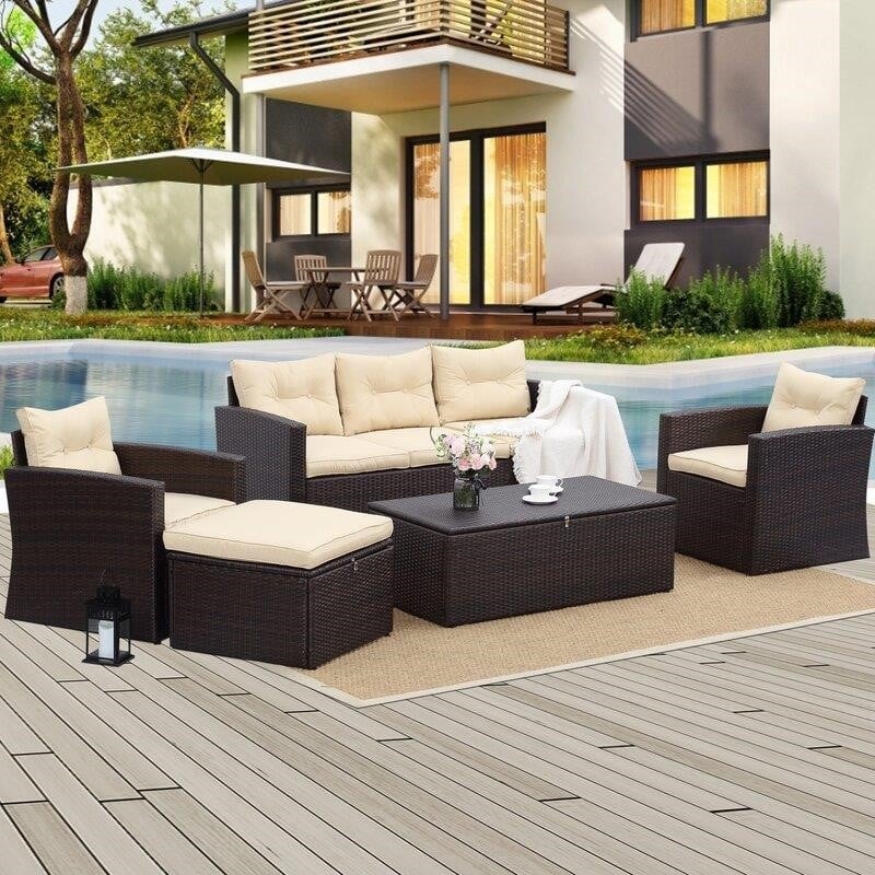 Connor Wicker/Rattan 6 - Person Seating Group with Cushions