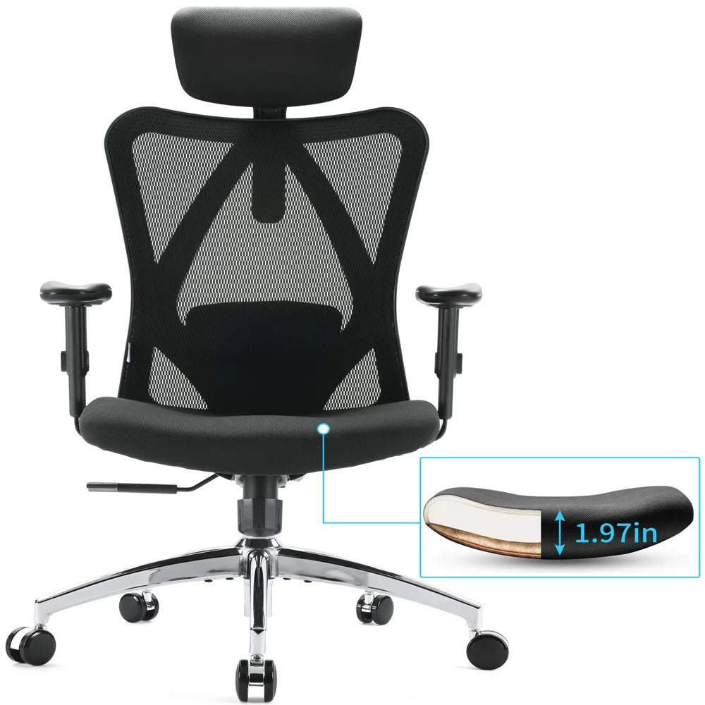 Ergonomic Office Chair, Mesh Computer Desk Chair with Adjustable Lumbar Support, High Back Chair for Big and Tall