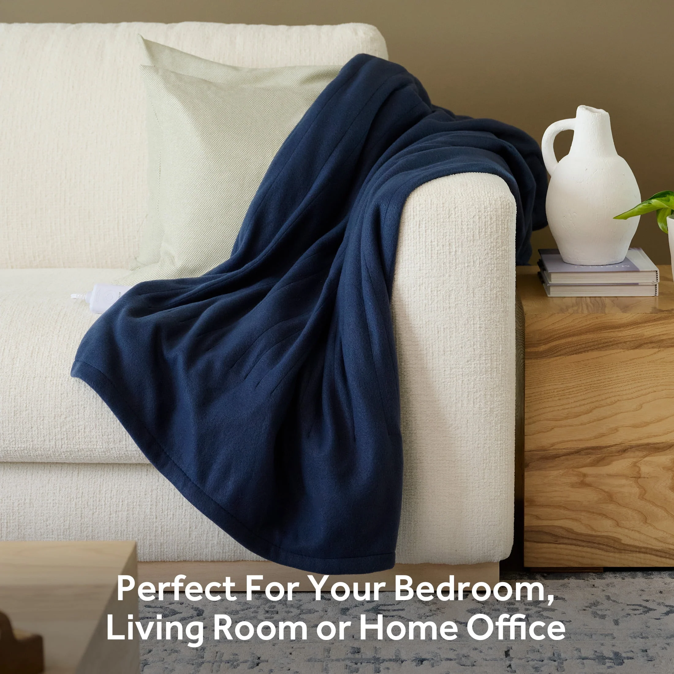 Sunbeam Throw Poseidon Fleece, 4 Heat Settings, 4-Hour Auto Shut-Off, Electric Heated Blanket, 50�� x 60��