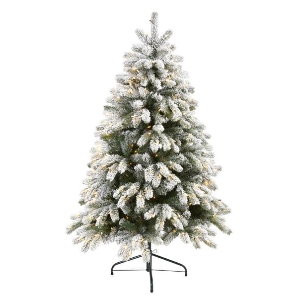 5 ft. Pre-Lit Flocked South Carolina Spruce Artificial Christmas Tree with 300 Clear Lights