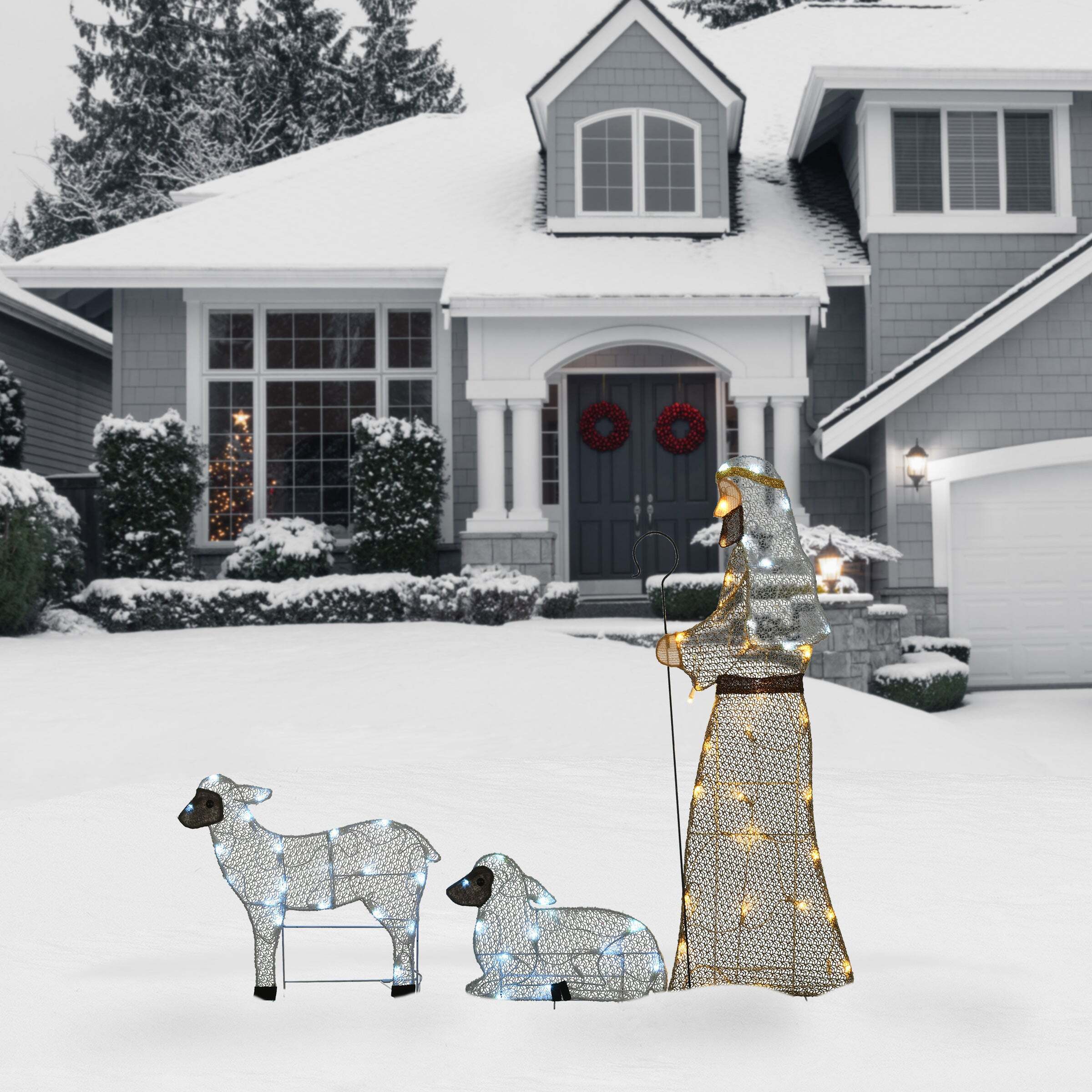 LED Shepherd with Sheep Decoration