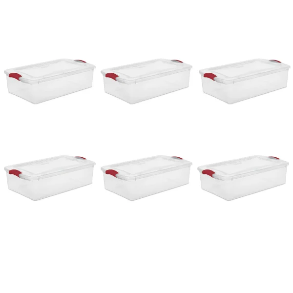 32 Qt. Latch Box Plastic, Infra Red, Set of 6