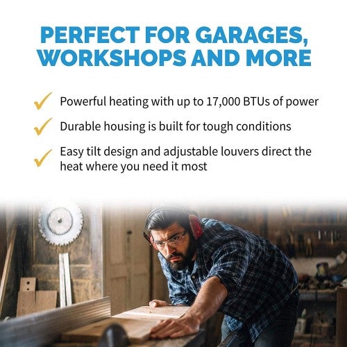 NewAir G73 Hardwired Electric Garage Heater, Heats up to 500 square feet