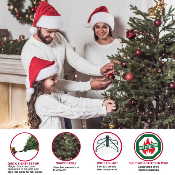 6.5 ft. Pre-Lit Flocked Portland Pencil Artificial Christmas Tree with 300 UL- Listed Clear Lights