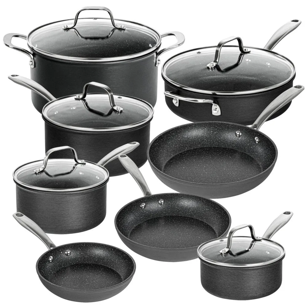 Granitestone Pro Hard Anodized Pots and Pans 13 Pcs Premium Cookware Set with Ultimate Nonstick Diamond Coating, Oven & Dishwasher Safe