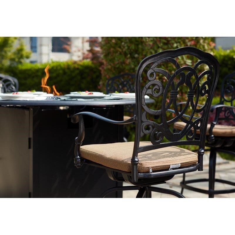 Baucom Round 6 - Person 60'' Long Bar Height Dining Set with Cushions