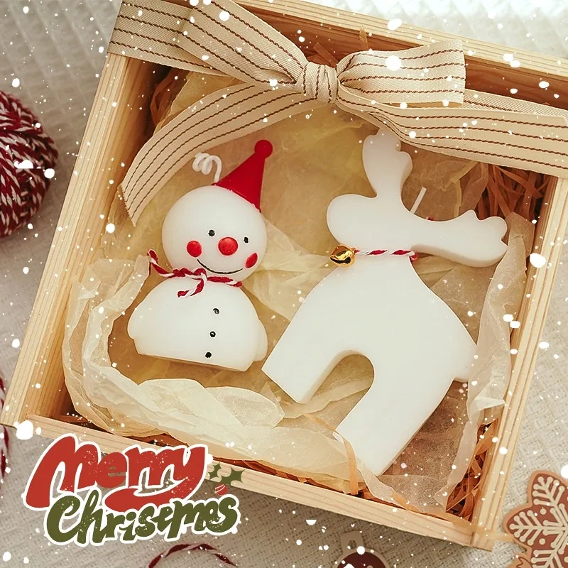 Christmas Scented Candle Snowman Aromatic Candles Gingerbread Man Atmosphere Candle Diy Craft Gift Christmas Party Decor