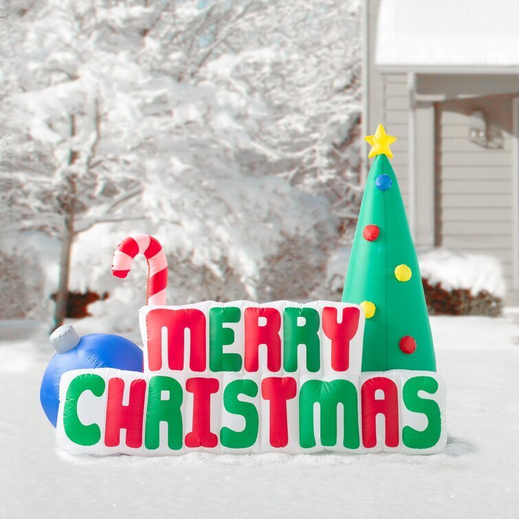 Merry Christmas with Candy Cane Ornaments Tree Inflatable