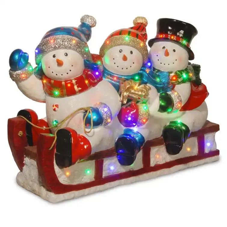 Sledding 3 Snowmen Christmas Decoration