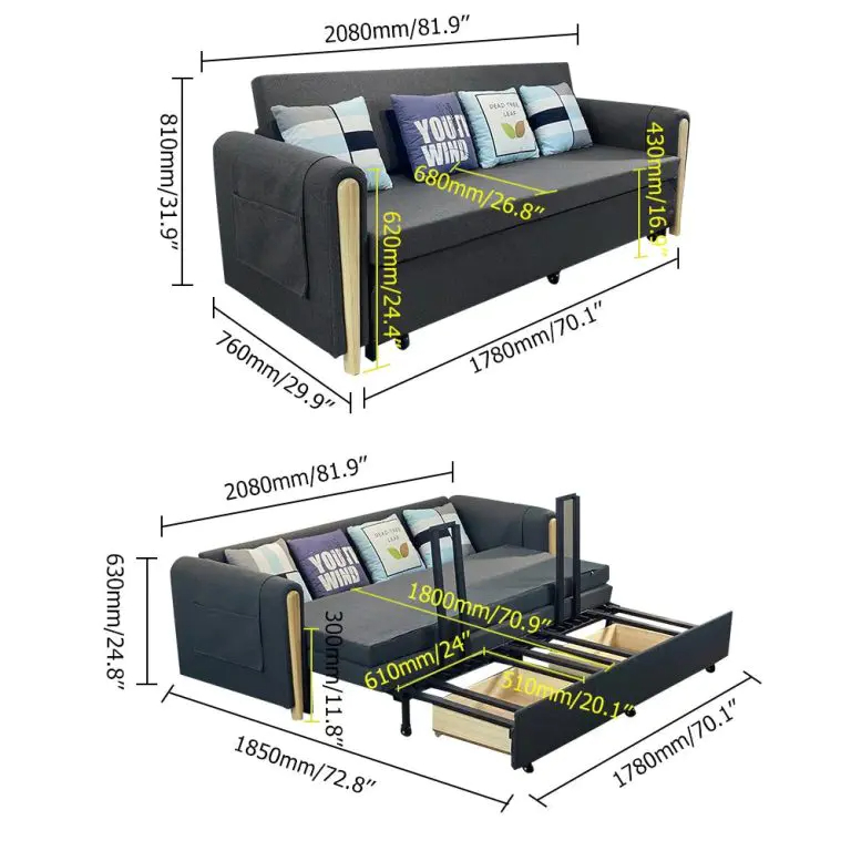 82″ Full Sleeper Sofa Upholstered Convertible Sofa Bed with Storage