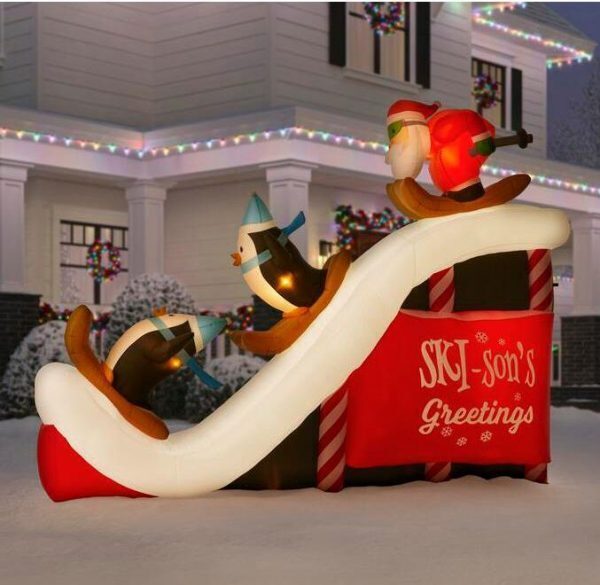 inflatable santa ski scene