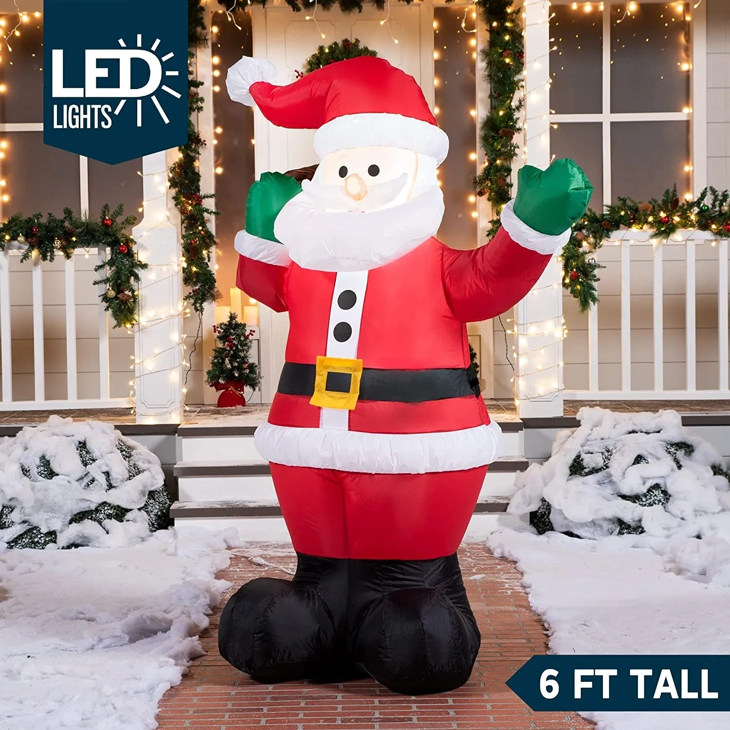 6ft Inflatable LED Santa Carry Gift Bag