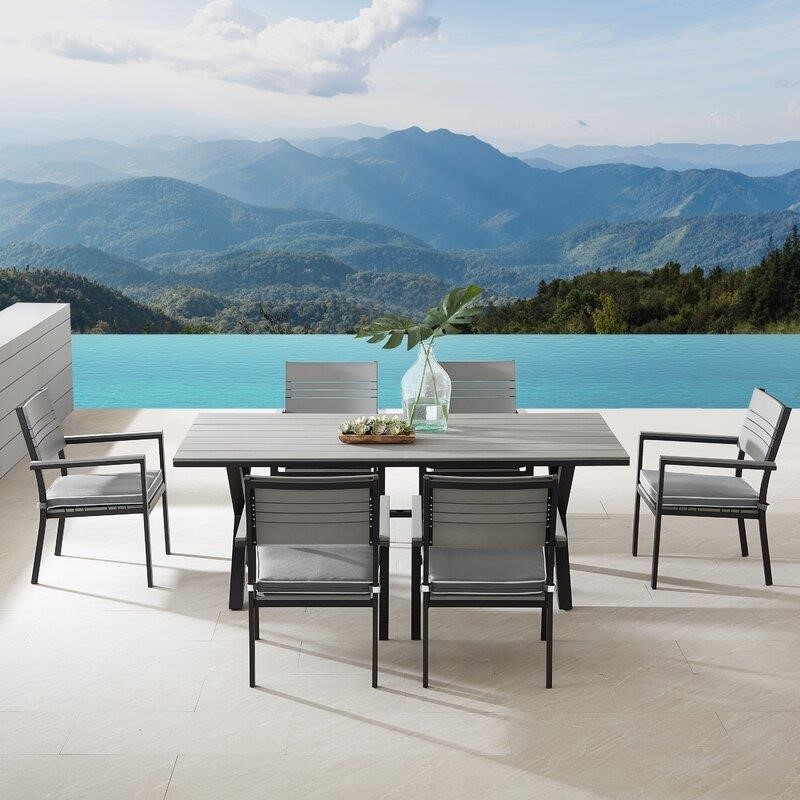 Abby Rectangular 6 - Person 78.74'' Long Dining Set with Cushions