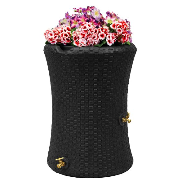 50 Gallon Nantucket Rain Barrel Planter   Black