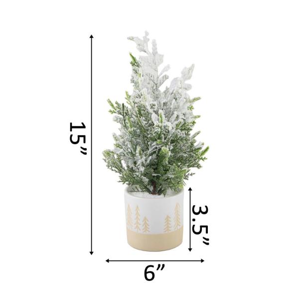 13 in. H Frosted Tree in Reverse Ceramic Pot
