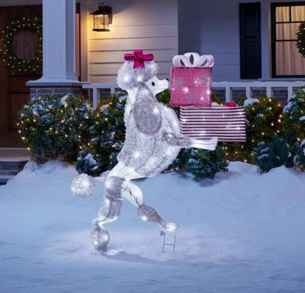 42 in cool white 80 light led poodle and presents