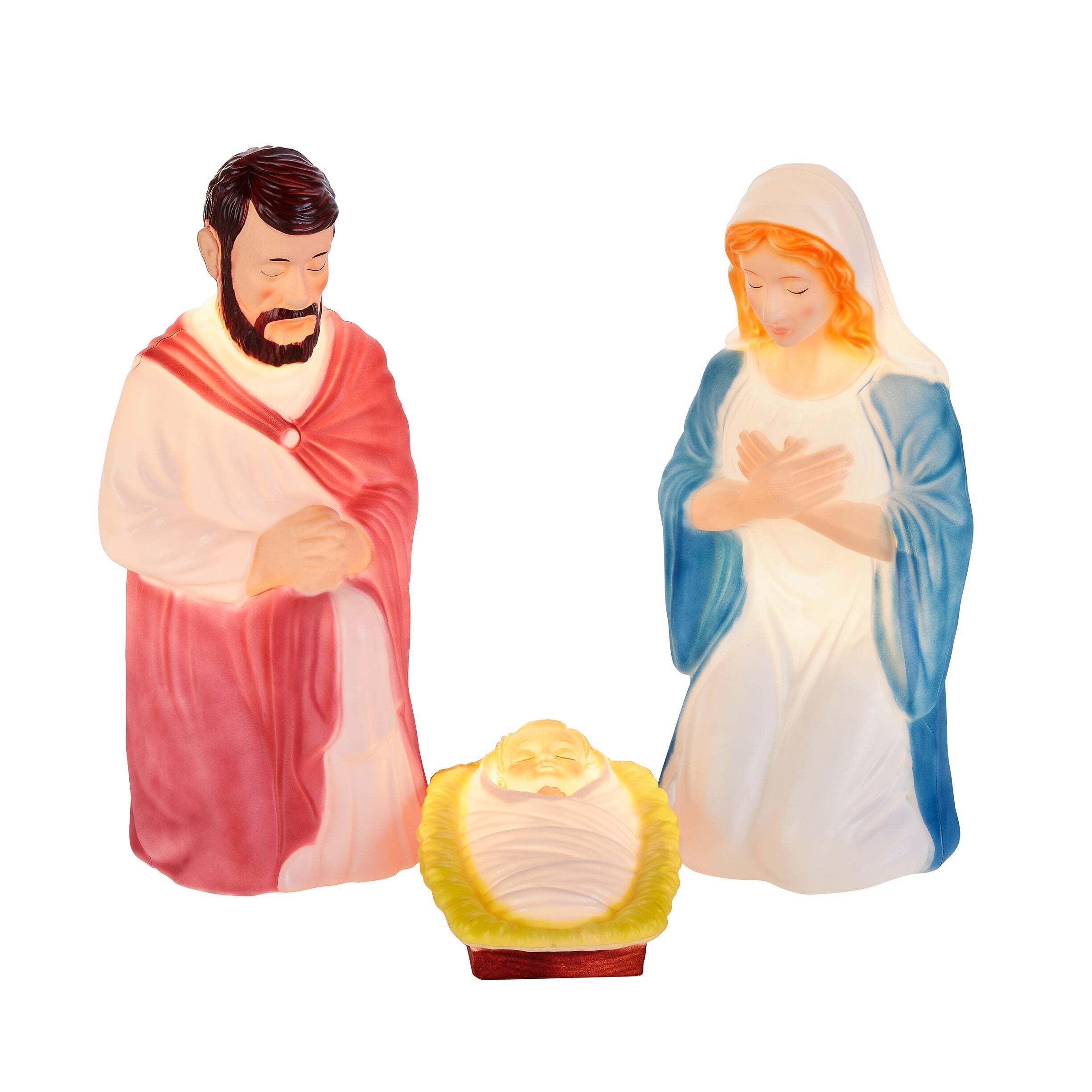 National Tree Company Mary, Joseph and Jesus Nativity Scene, Lights Inside, Plug In, Christmas Collection, 28 Inches